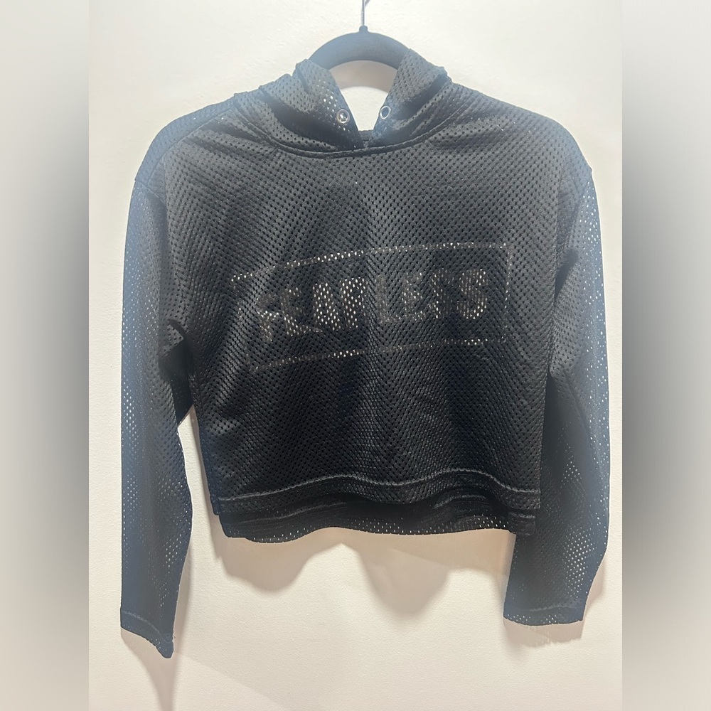 INFINITE PERFORMANCE, size S, mesh top with fearless graphic, long sleeve, hood